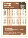 1983 Fleer #379 George Frazier Yankees Signed Autographed 531880