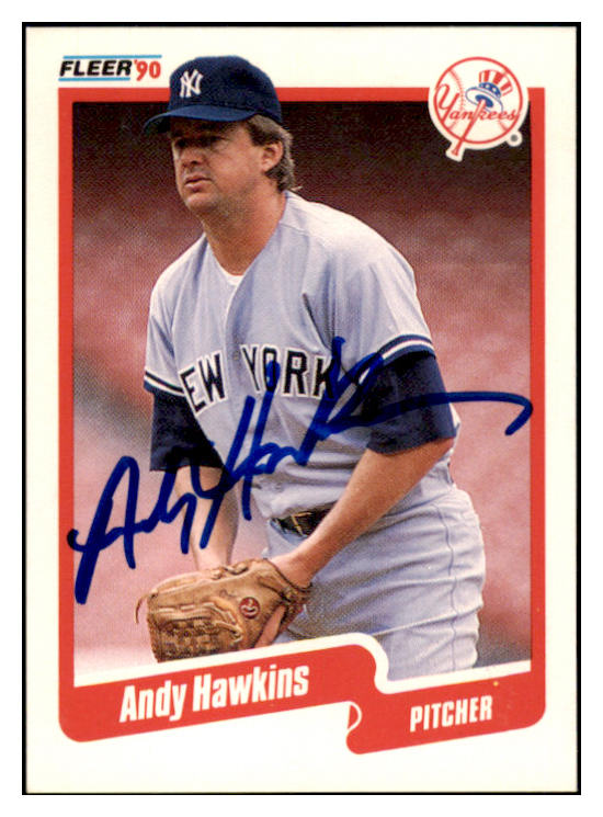 1990 Fleer #445 Andy Hawkins Yankees Signed Autographed 531887