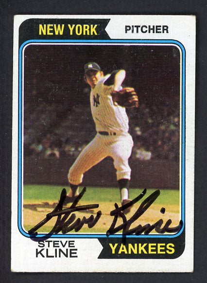 1974 Topps #324 Steve Kline Yankees Signed Autographed 531894