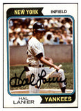 1974 Topps #588 Hal Lanier Yankees Signed Autographed 531896