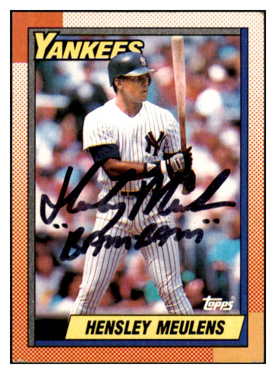 1990 Topps #083 Hensley Muelens Yankees Signed Autographed 531901