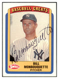 1990 Swell #106 Bill Monbouquette Yankees Signed Autographed 531904