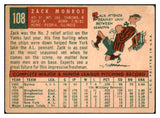 1959 Topps #108 Zack Monroe Yankees Signed Autographed 531905