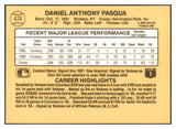 1987 Donruss #474 Dan Pasqua Yankees Signed Autographed 531909