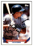 1993 Topps #348 Andy Stankiewicz Yankees Signed Autographed 531915