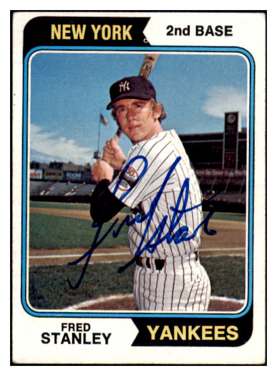1974 Topps #423 Fred Stanley Yankees Signed Autographed 531916