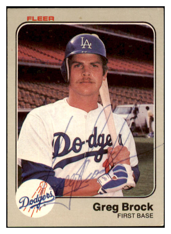 1983 Fleer #203 Greg Brock Dodgers Signed Autographed 531934