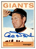 1964 Topps #529 Al Dark Giants Signed Autographed 531940