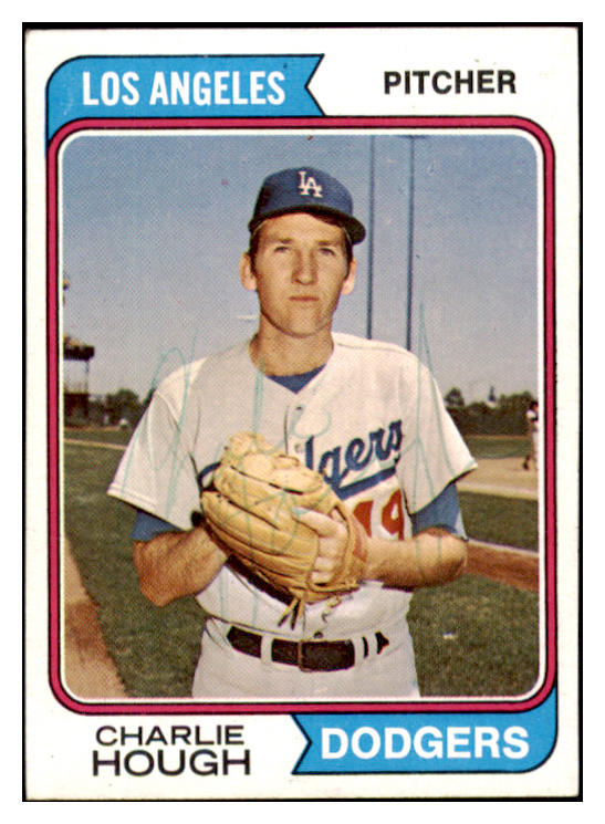 1974 Topps #408 Charlie Hough Dodgers Signed Autographed 531953