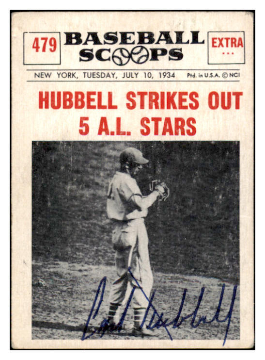 1961 Nu Card Scoops #479 Carl Hubbell Giants Signed Autographed 531954