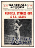 1961 Nu Card Scoops #479 Carl Hubbell Giants Signed Autographed 531954