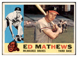 1960 Topps #420 Eddie Mathews Braves Signed Autographed Back 531985