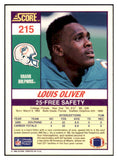 1990 Score #215 Louis Oliver Dolphins Signed Autographed 532032