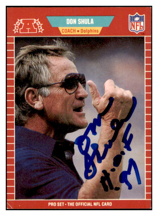 1989 Pro Set #225 Don Shula Dolphins Signed Autographed 532033
