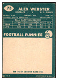 1960 Topps #075 Alex Webster Giants Signed Autographed 532038