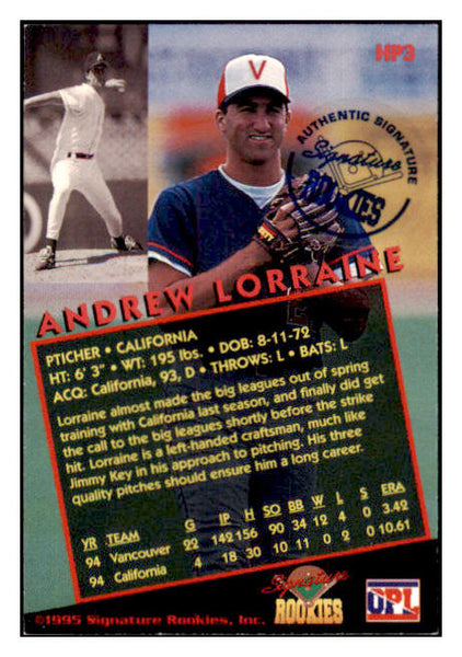 1995 Signature #HP3 Andrew Lorraine Angels Signed Autographed 532063
