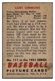 1951 Bowman #111 Curt Simmons Phillies Signed Autographed 532067