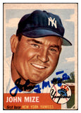 1953 Topps #077 Johnny Mize Yankees Signed Autographed 532076