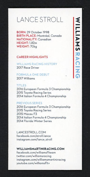 2018 Degree Lance Stoll Williams Racing Signed Autographed 532128