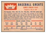 1960 Fleer Baseball #053 Jimmy Foxx A's EX-MT 532230