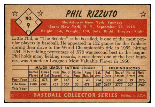 1953 Bowman Color Baseball #009 Phil Rizzuto Yankees GD-VG 532262