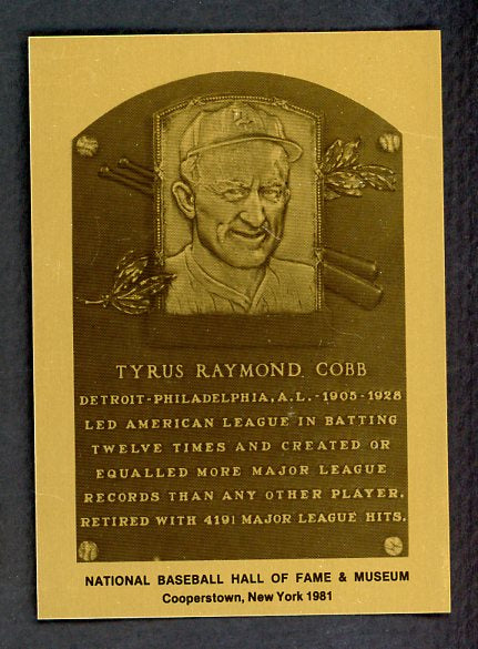 1981 Hall Of Fame Metallic Ty Cobb Tigers NR-MT 532296