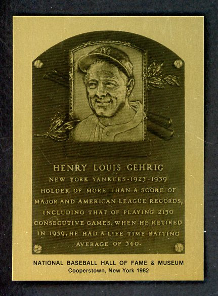 1981 Hall Of Fame Metallic Lou Gehrig Yankees NR-MT 532297