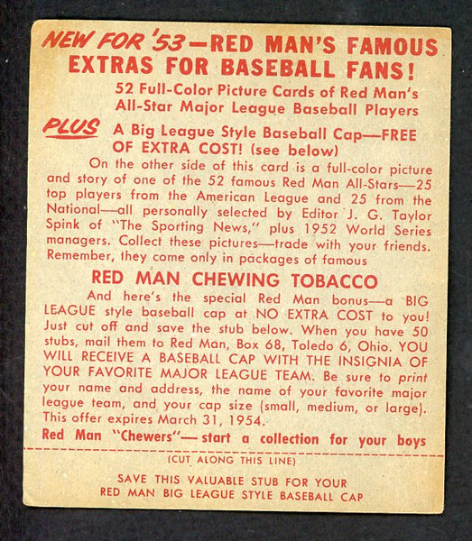 1953 Red Man #018NL Granny Hamner Phillies VG w Tab 532335