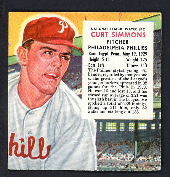 1954 Red Man #012NL Curt Simmons Phillies VG-EX No Tab 532341