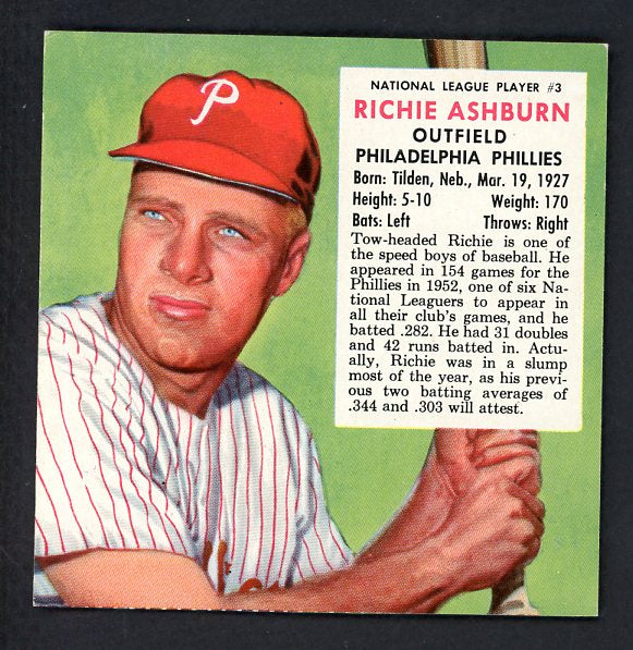 1953 Red Man #003NL Richie Ashburn Phillies EX-MT No Tab 532343