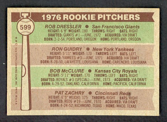 1976 Topps Baseball #599 Ron Guidry Yankees EX-MT 532394