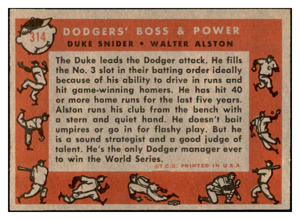 1958 Topps Baseball #314 Duke Snider Walter Alston EX-MT 532409