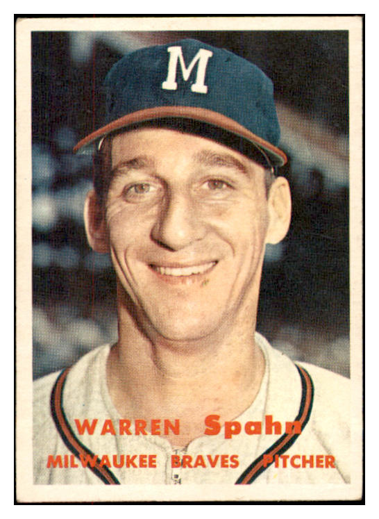 1957 Topps Baseball #090 Warren Spahn Braves EX 532449