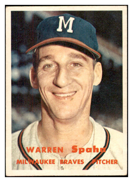 1957 Topps Baseball #090 Warren Spahn Braves EX 532449