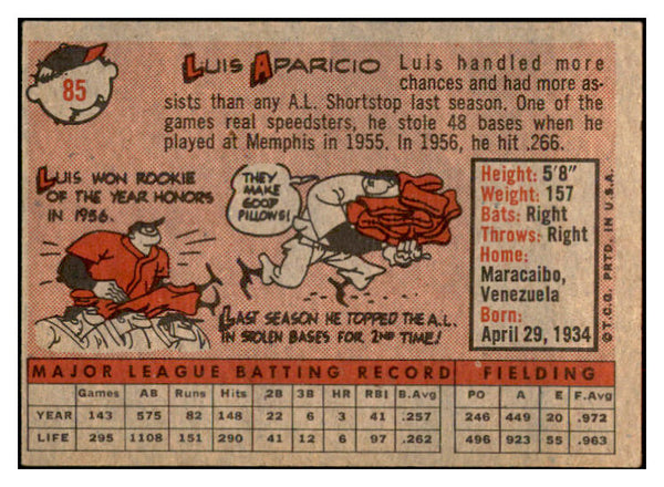 1958 Topps Baseball #085 Luis Aparicio White Sox VG 532462