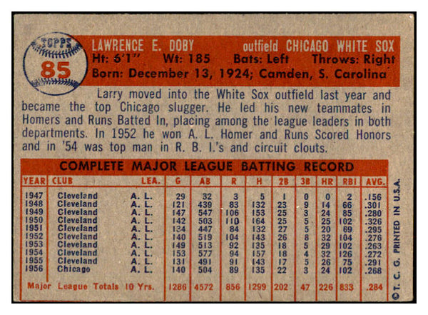 1957 Topps Baseball #085 Larry Doby White Sox EX-MT 532472