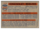 1957 Topps Baseball #322 Cincinnati Reds Team EX-MT 532487
