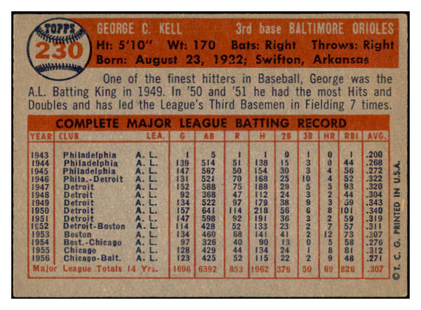 1957 Topps Baseball #230 George Kell Orioles VG-EX 532505