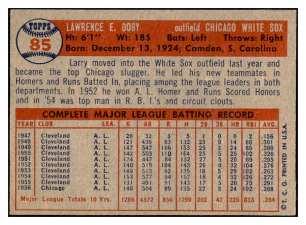 1957 Topps Baseball #085 Larry Doby White Sox EX-MT 532507