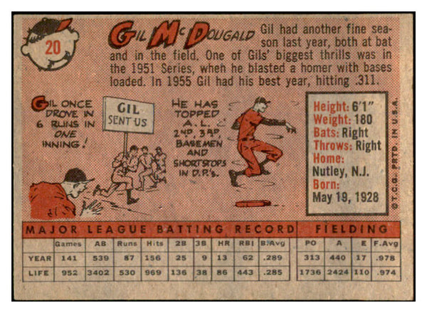 1958 Topps Baseball #020 Gil McDougald Yankees EX 532531