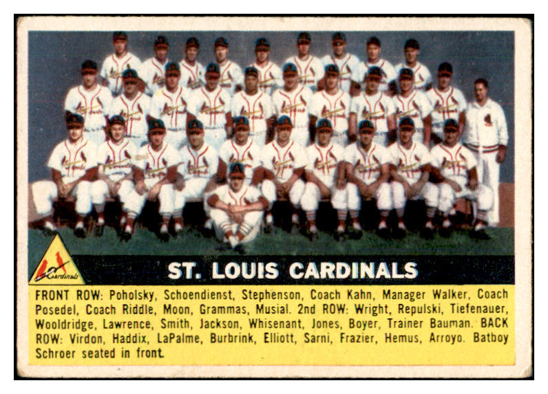 1956 Topps Baseball #134 St. Louis Cardinals Team VG Gray 532544