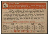 1952 Topps Baseball #093 Al Sima Senators Good 532602