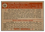 1952 Topps Baseball #108 Jim Konstanty Phillies EX+/EX-MT 532610