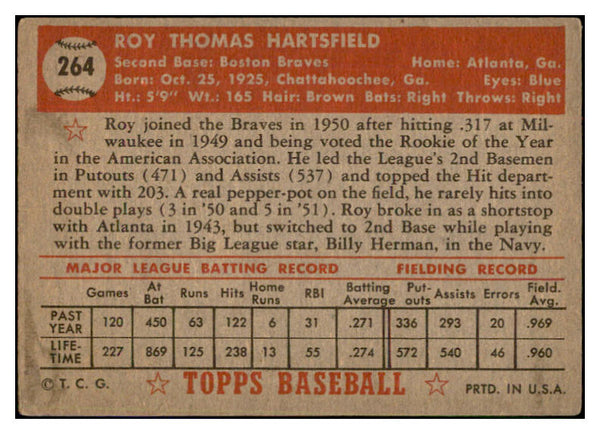 1952 Topps Baseball #264 Roy Hartsfield Braves VG-EX 532639