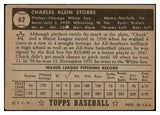 1952 Topps Baseball #062 Chuck Stobbs White Sox VG-EX Black 532680