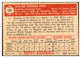 1952 Topps Baseball #151 Wally Post Reds VG-EX 532697