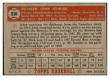 1952 Topps Baseball #210 Dick Fowler A's VG-EX 532708
