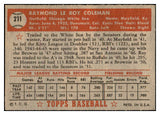 1952 Topps Baseball #211 Ray Coleman White Sox VG-EX 532709