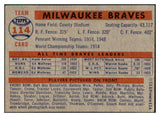 1957 Topps Baseball #114 Milwaukee Braves Team EX-MT 532734