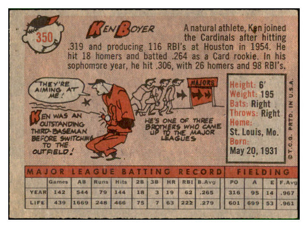1958 Topps Baseball #350 Ken Boyer Cardinals VG-EX 532743